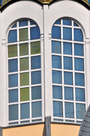 View and design of a metal-plastic window from the outside