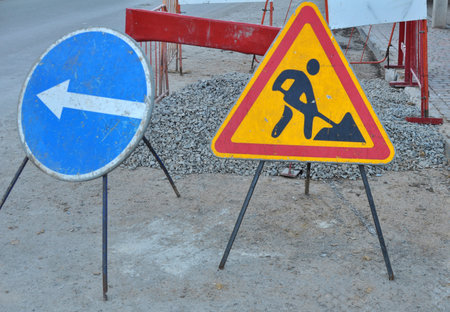Road sign. Graphic drawing to communicate information to road users.の写真素材