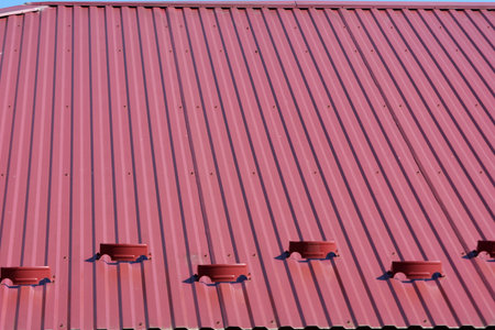 A profiled metal sheet is used to cover the roofの写真素材