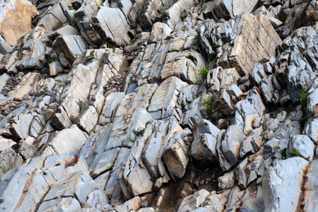 Flysch sedimentary rock formations in the Ukrainian Carpathiansの写真素材