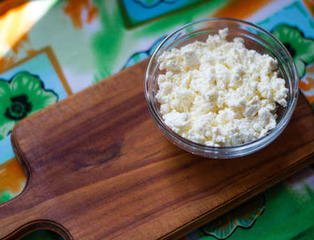 Cottage cheese in plate