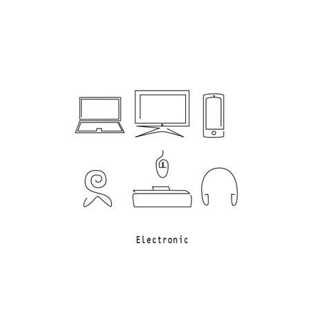 Devices and Electronics related line icons. vector linear icon set.のイラスト素材
