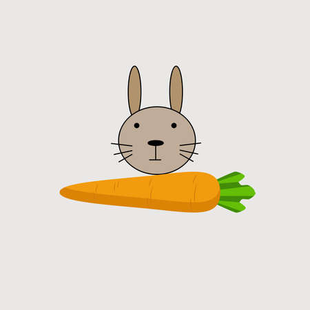 Rabbit with carrot isolated on grey backgroundのイラスト素材