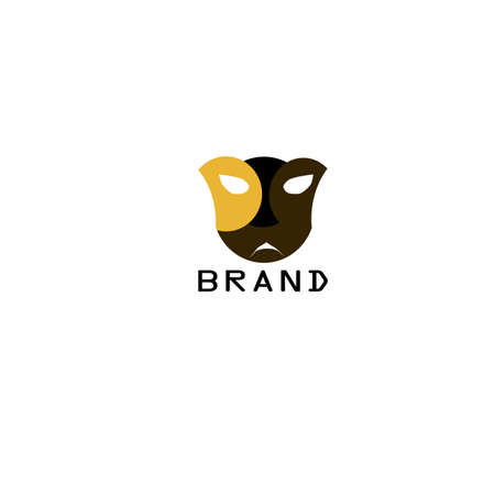 Black and yellow cat mask vector icon isolated on white backgroundのイラスト素材