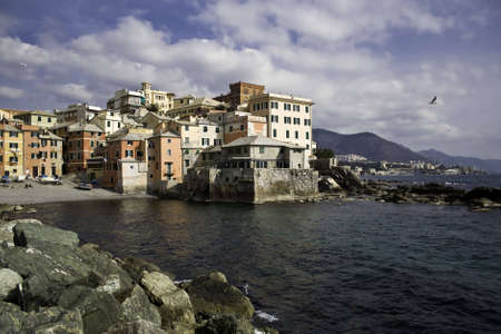 Boccadasse fishing village in Liguria, Italyの写真素材