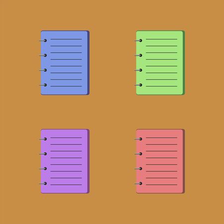 Notebooks icon set on brown background illustration.のイラスト素材