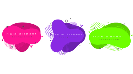 Futuristic trendy abstract banner set. Flat geometric fluid elements with UFO green, Plastic pink and Proton Purple colors. Liquid elements for flyer, presentation, banner or social post. EPS 10のイラスト素材