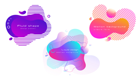 Set of colorful abstract liquid shapes. Fluid elements for poster, banner, flyer or presentation. EPS 10.のイラスト素材
