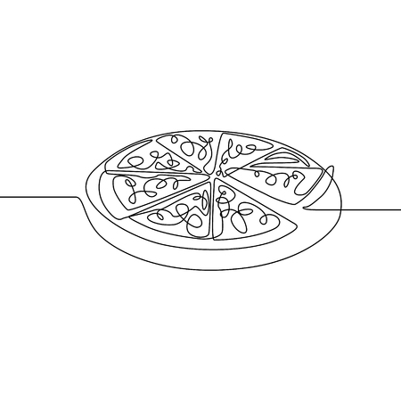 Continuous line Pizza. Fast food. Vector illustration.のイラスト素材