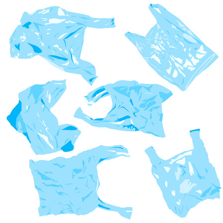 Set of plastik cellophane bags. Reuse, recycle plastic. Ecology problemsのイラスト素材
