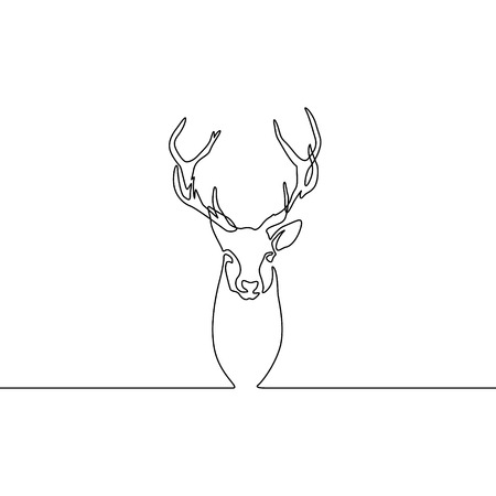 Continuous line drawing Reindeer isolated on white background. Vector illustration.のイラスト素材