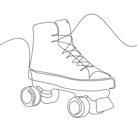 Continuous one line drawing roller skate. Sport, recreation, friendship, relax, hobby theme.のイラスト素材