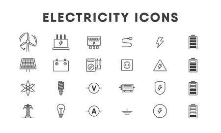 Electricity line icon set. Vectorのイラスト素材