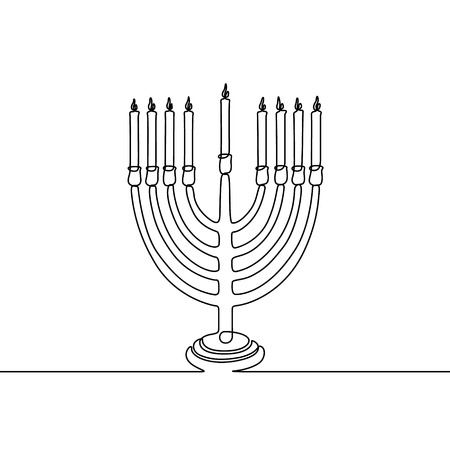 Continuous one line Hanukkah candle. Vector illustration.のイラスト素材