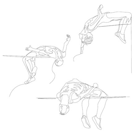 Continuous one line high jumper set.のイラスト素材