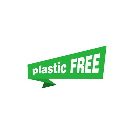 Plastic free origami paper green design sign element. Vector illustration.のイラスト素材
