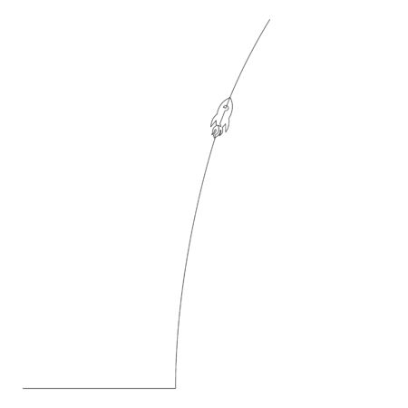 Continuous one line fly rocket. Vector stock illustration.のイラスト素材