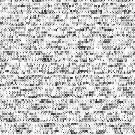 Binary Code Black and White Background. Digital abstract backdrop. Cybersecurity and Data concept. Vector illustration.のイラスト素材
