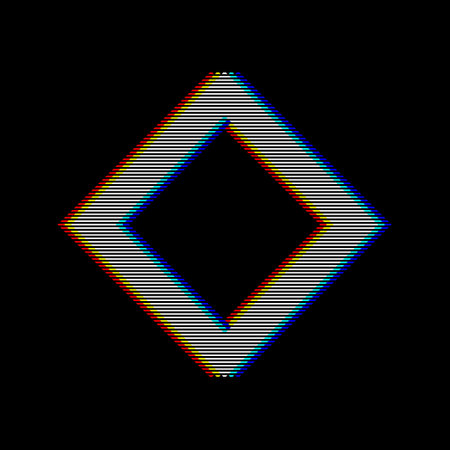 VHS glitch rhombus in retro style. Geometry shape with distortion effect. Good for design promo electronic music events, games, banners, web, etc. Vector illustrationのイラスト素材
