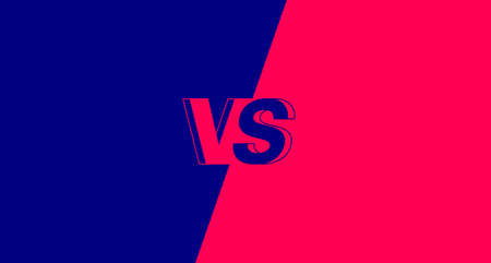 Versus flat tournament screen design. Blue red background with VS monogram. Template for esports battle. Team competition, game championship. Vectorのイラスト素材