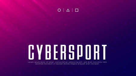 Cyber Sport banner, Esports abstract background. Video games. Pink purple gradient background with light rays, geometric pattern, and copyspace. Design for gaming events. Cybersport concept.のイラスト素材