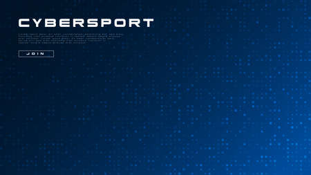 Cyber Sport banner. Dark blue gradient background with geometric pattern of random squares. Esports abstract background. Design for gaming and cybersport events. Video games. Vectorのイラスト素材