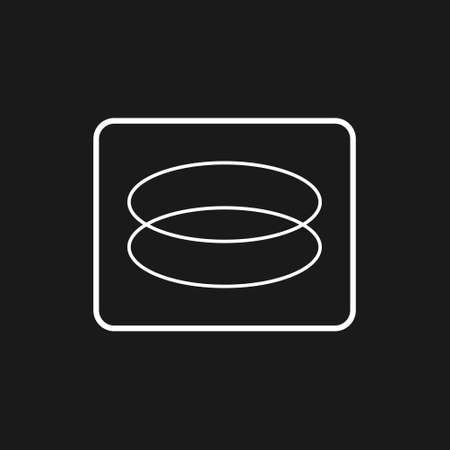 Retrowave aesthetics symmetrical composition of intersecting ellipces. Synthwave black and white...