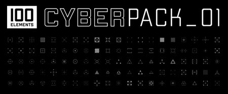 Cyberpunk style design elements set.のイラスト素材