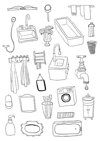 Bathroom objectsのイラスト素材