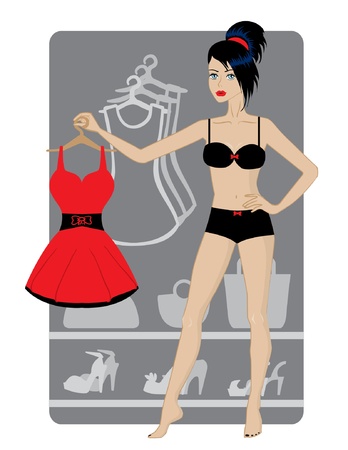 Girl with Dressのイラスト素材