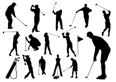 Set of golf players silhouettesのイラスト素材