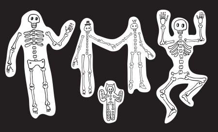 Skeletons on black backgroundのイラスト素材
