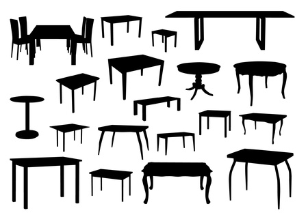 Set of table silhouettesのイラスト素材