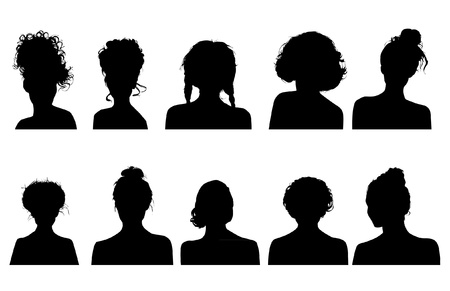 Women heads silhouettesのイラスト素材