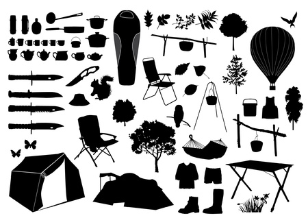 Camping silhouettesのイラスト素材