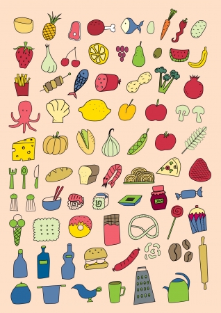 Set of food objectsのイラスト素材