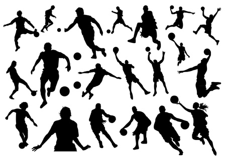 Football and Basketball Silhouettesのイラスト素材