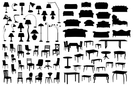 Set of furniture silhouettesのイラスト素材