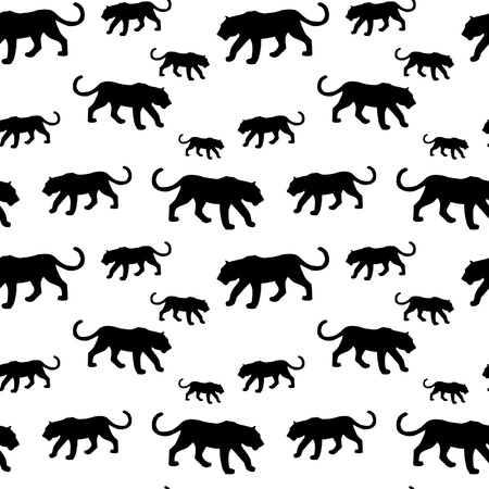 Tiger silhouette seamless patternのイラスト素材