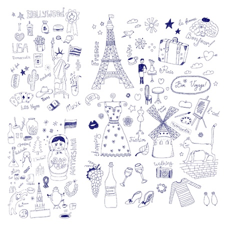 American, Russian and French Symbolsのイラスト素材
