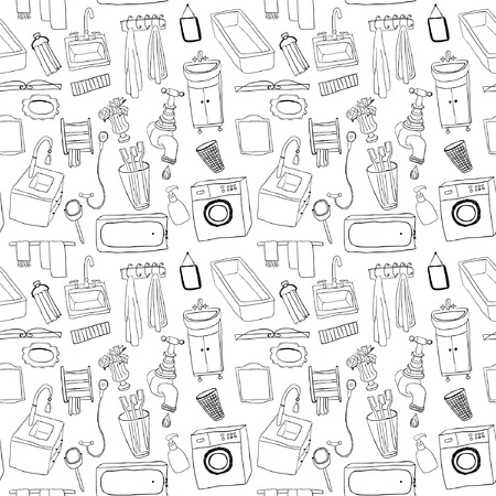 Bathroom objects seamless patternのイラスト素材