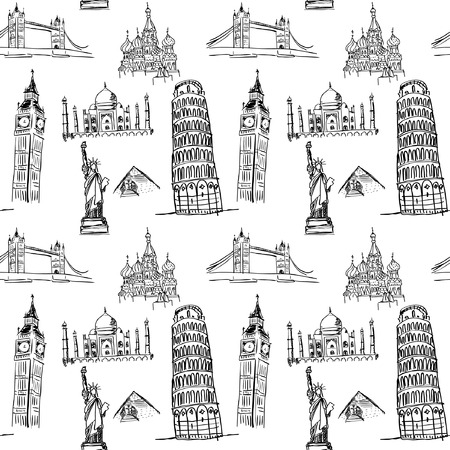 Sightseeings  Seamless textureのイラスト素材