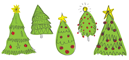 Set of Christmas treesのイラスト素材