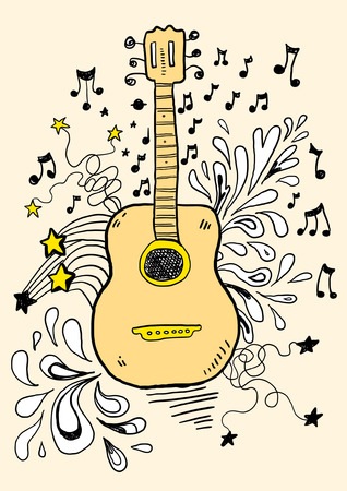 Colored Guitar Doodleのイラスト素材