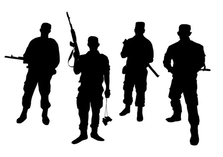 Set of soldiers silhouetteのイラスト素材