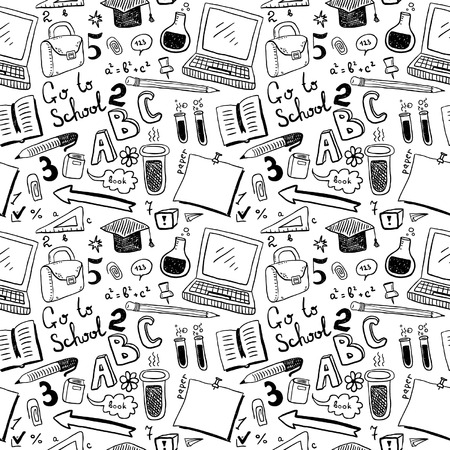 School Objects  Seamless patternのイラスト素材