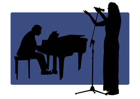 Pianist and Singer Silhouettesのイラスト素材