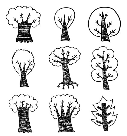 Hand drawn treesのイラスト素材