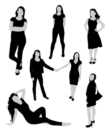 Woman black and gray silhouettesのイラスト素材