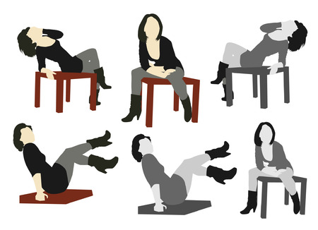 Sitting Silhouettesのイラスト素材